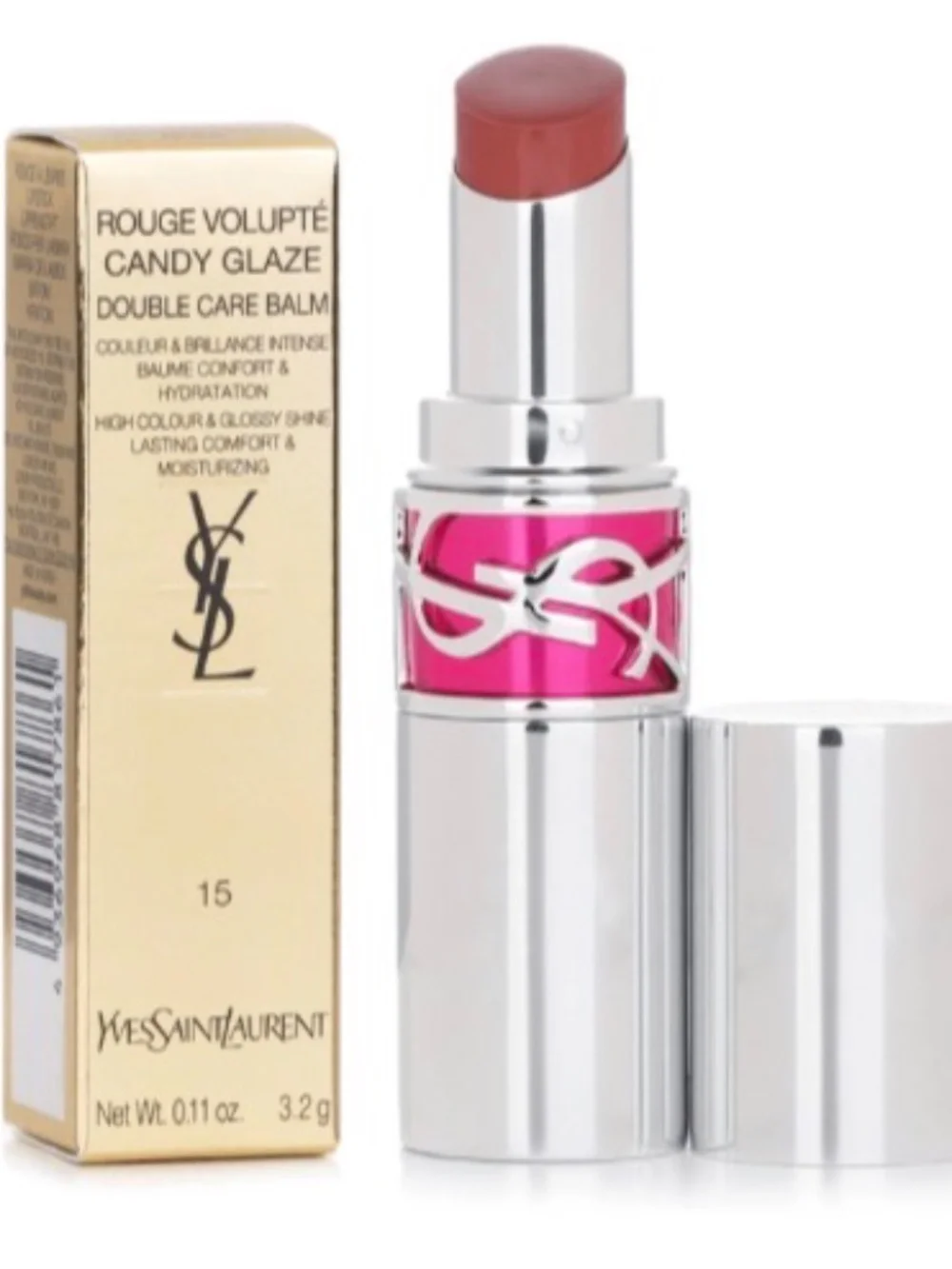 YSL Rouge Volupte Candy Glaze Double Care Balm - # 15 Showcasing Nude